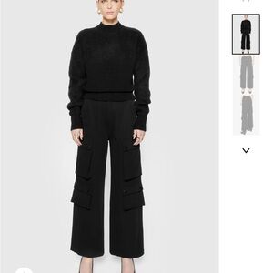 Rebecca Minkoff satin  Black Wide-Leg Cargo Trousers